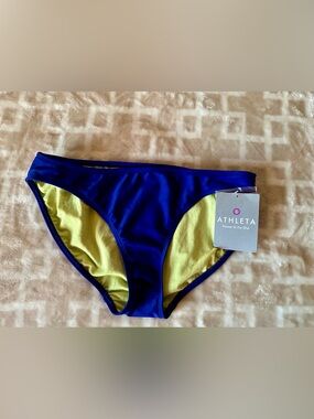 Athleta Bikini Bottom in Royal Blue and Lime